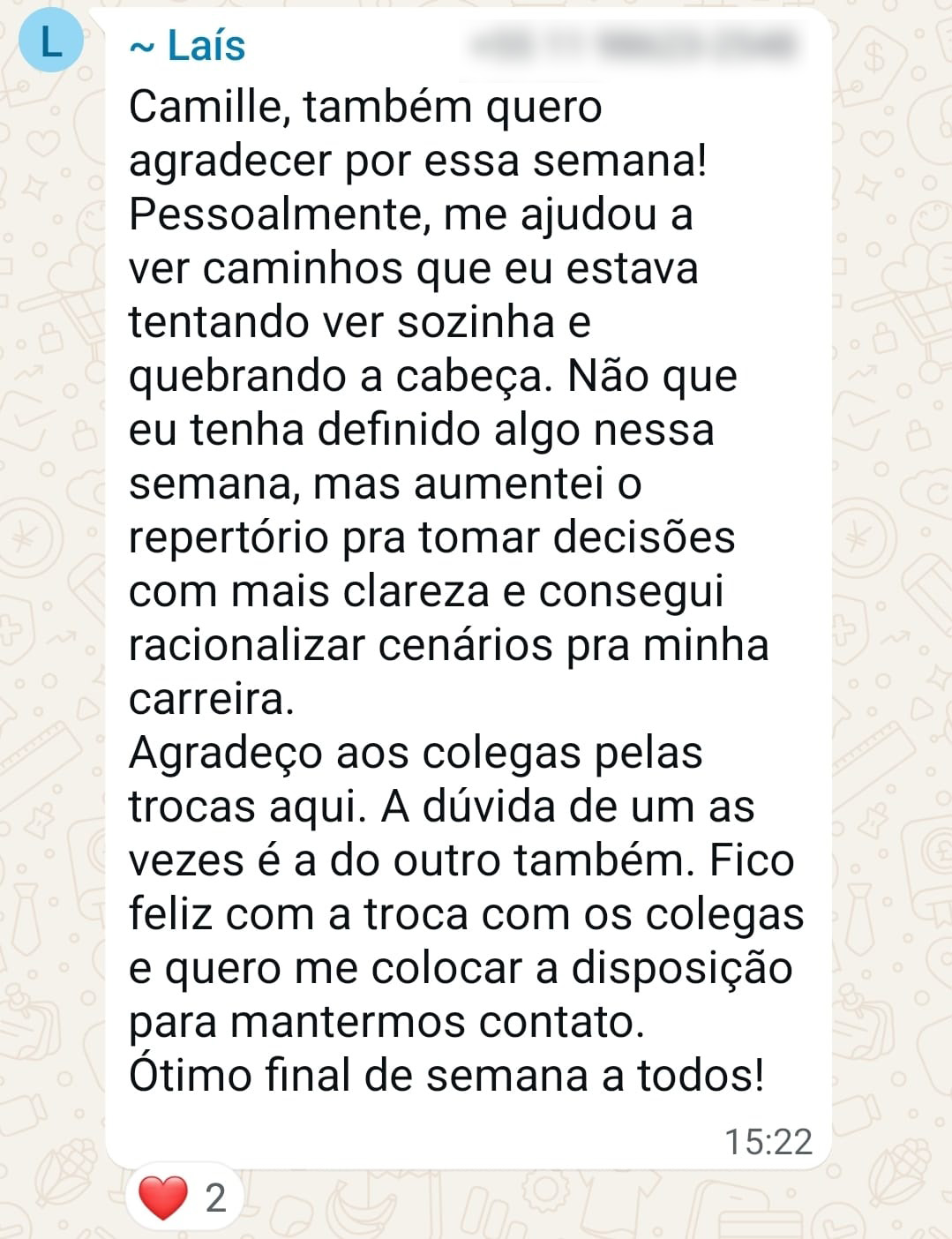 Depoimento de participante da Jornada 1